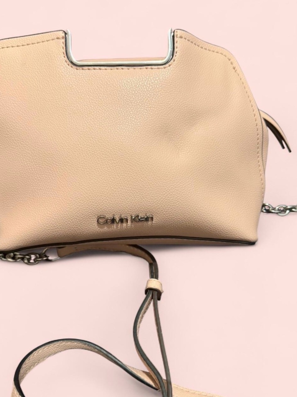 Calvin Klein Pebbled Leather Crossbody Bag in Nude Blush
